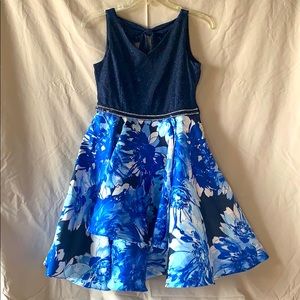 Beautiful Girl’s Blue Glitter Floral Dress